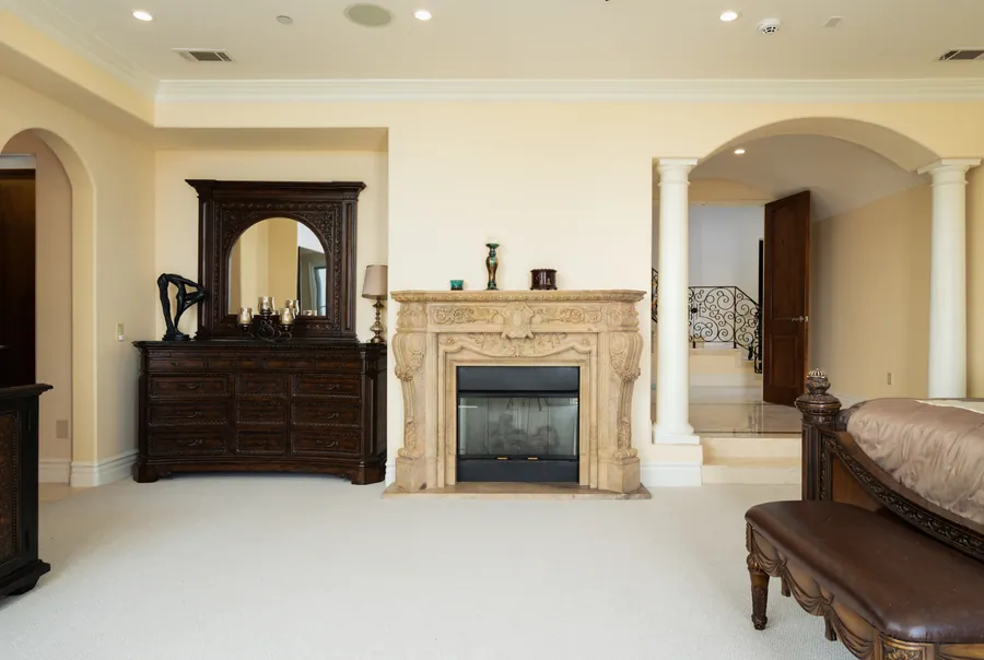Primary retreat with fireplace